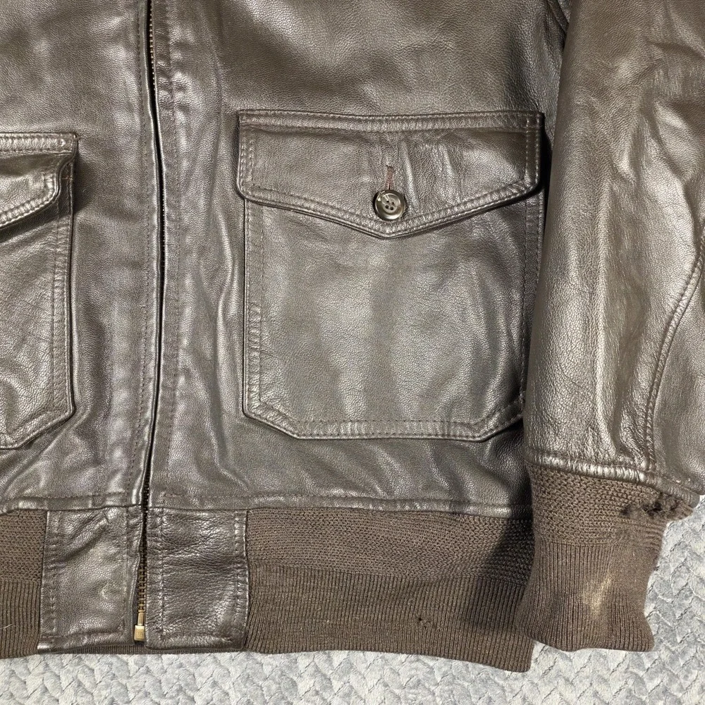 Vintage Cabelas Leather Flight Bomber Jacket Mens Large Brown Thinsulate Canada